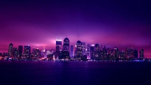 Aesthetic Laptop Wallpaper Night City Light.