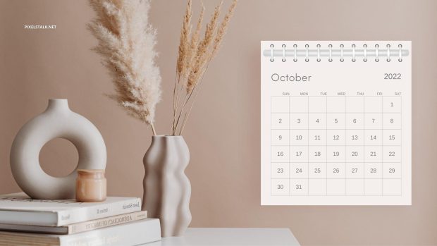 Aesthetic October 2022 Calendar Wallpaper HD.