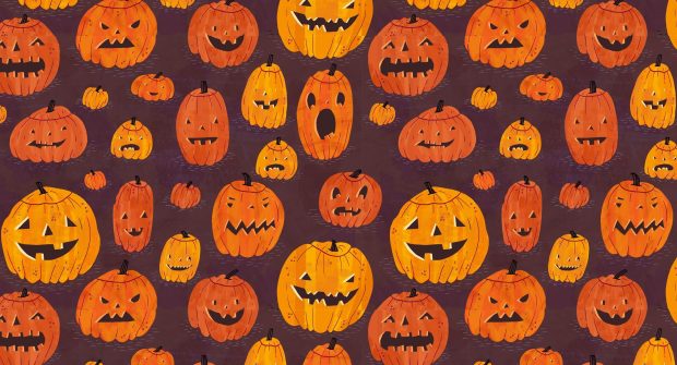 Aesthetic Pumpkin Halloween Wallpaper.