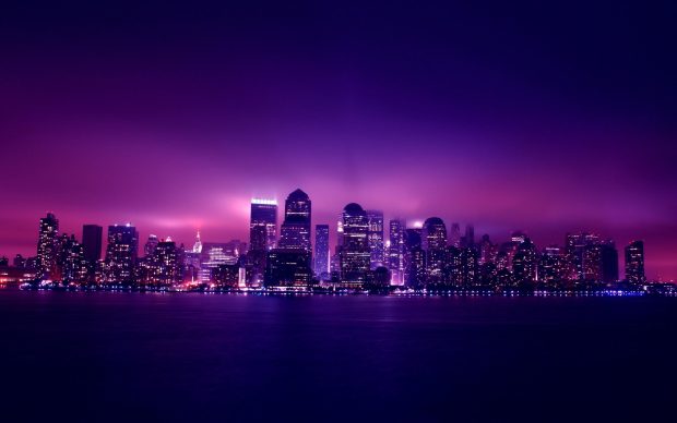 Aesthetic Purple Wallpaper HD City Night.
