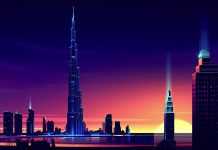 Aesthetic Retro Wallpaper City Night Light.
