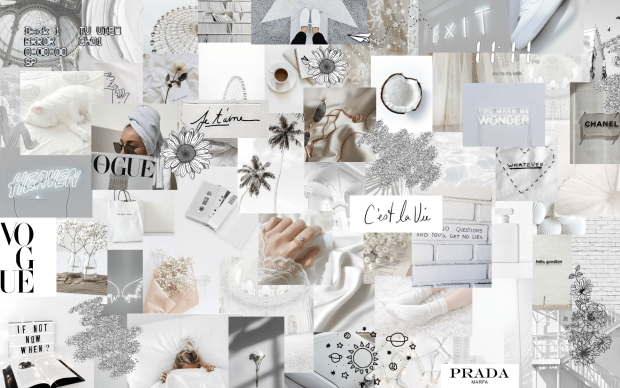 Aesthetic Wallpaper Collage White Color.