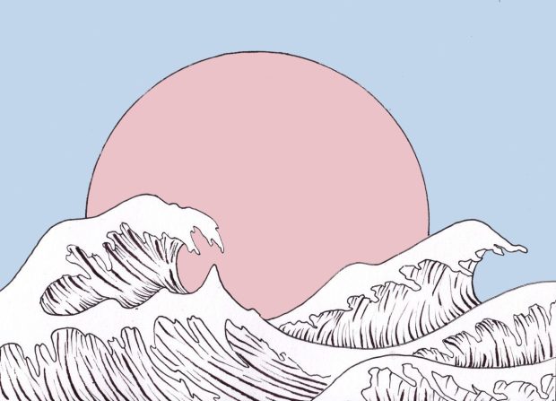 Aesthetic Wallpaper Cute Tsunami Japan Art.