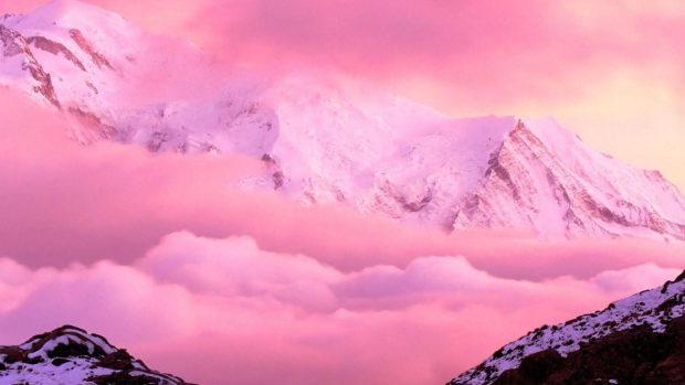 Aesthetic Wallpaper Pink Wallpaper Moutains Cloud.