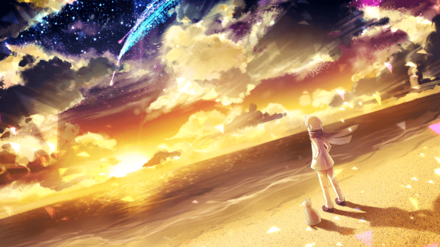 Anime Beach HD Wallpaper Free download.