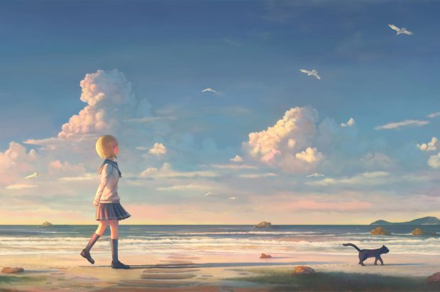 Anime Beach Wallpaper HD.