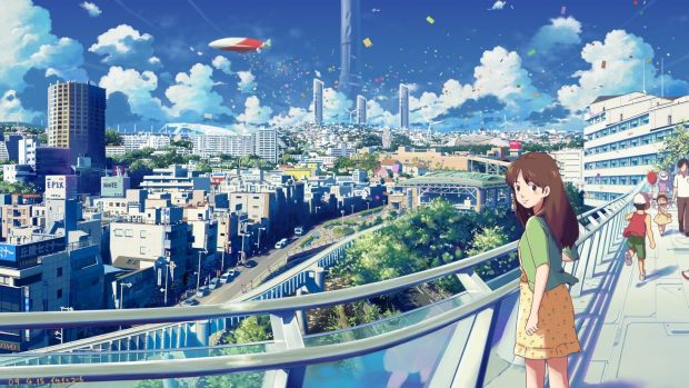 Anime City HD Wallpaper Free download.