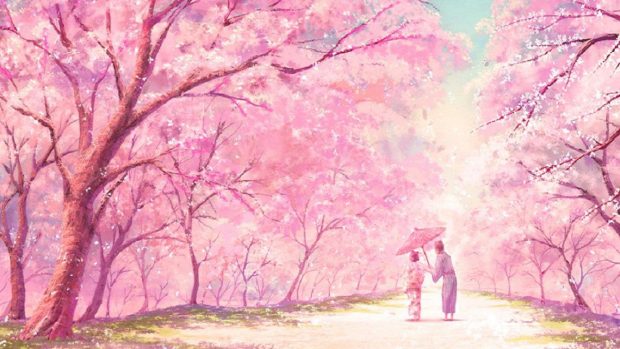 Anime Cute Aesthetic Pink Wallpaper HD.