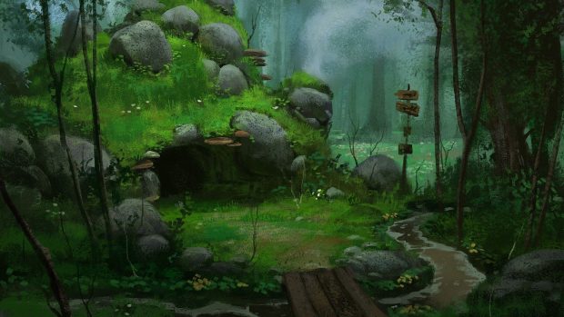 Anime Forest Wide Screen Backgrounds.