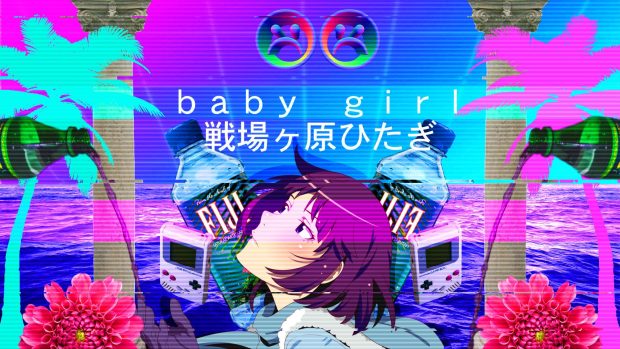 Anime Girl Vaporwave HD Wallpaper.