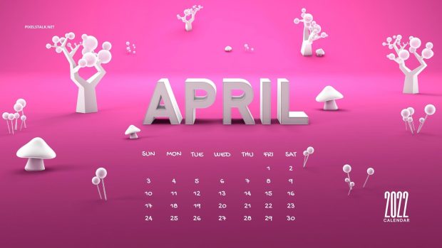 April 2022 Calendar Background 3D.