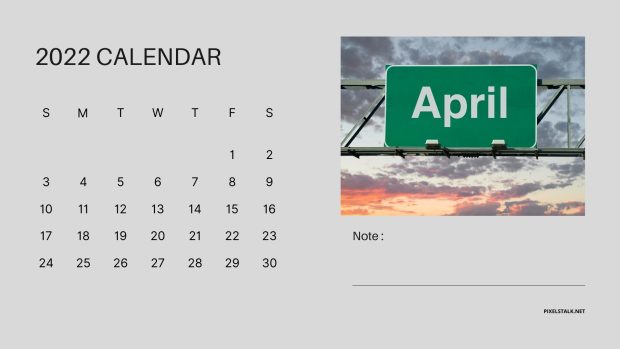 April 2022 Calendar Background Minimalist.