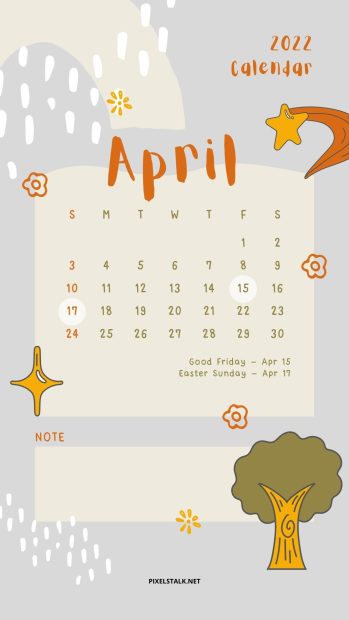 April 2022 Calendar Background for Iphone.