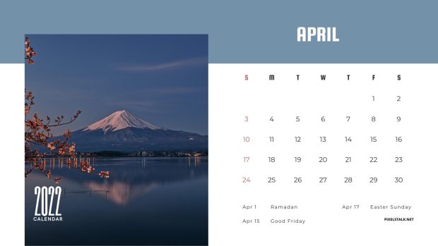 April 2022 Calendar Backgrounds HD Free download.