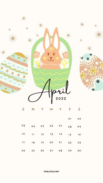April 2022 Calendar Easter Wallpaper.