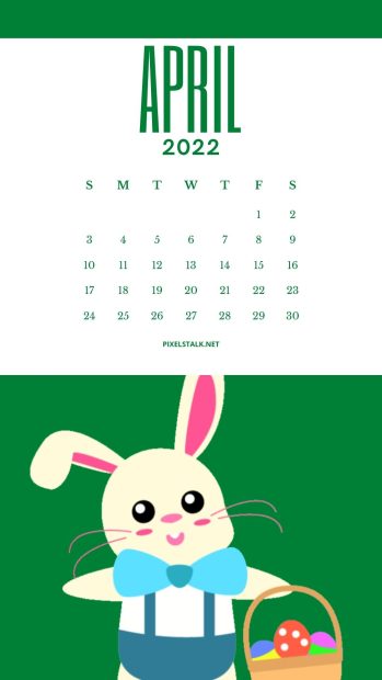 April 2022 Calendar iPhone Wallpaper.