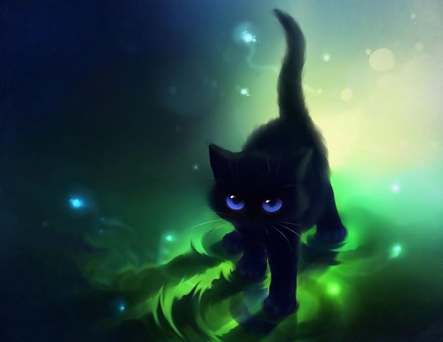 Art Black Cat Wallpaper HD.
