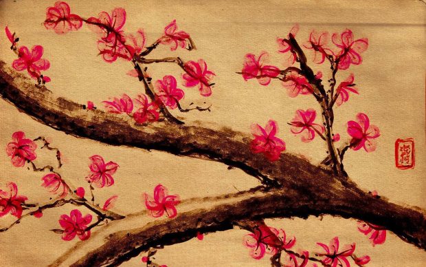 Art Cherry Blossom Background HD.