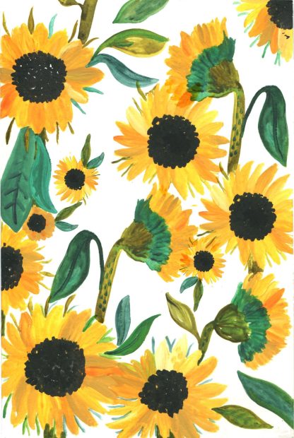 Art Cute Sunflower Background.