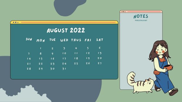 August 2022 Calendar Computer Background.