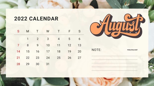 August 2022 Calendar Wallpaper HD 1080p.