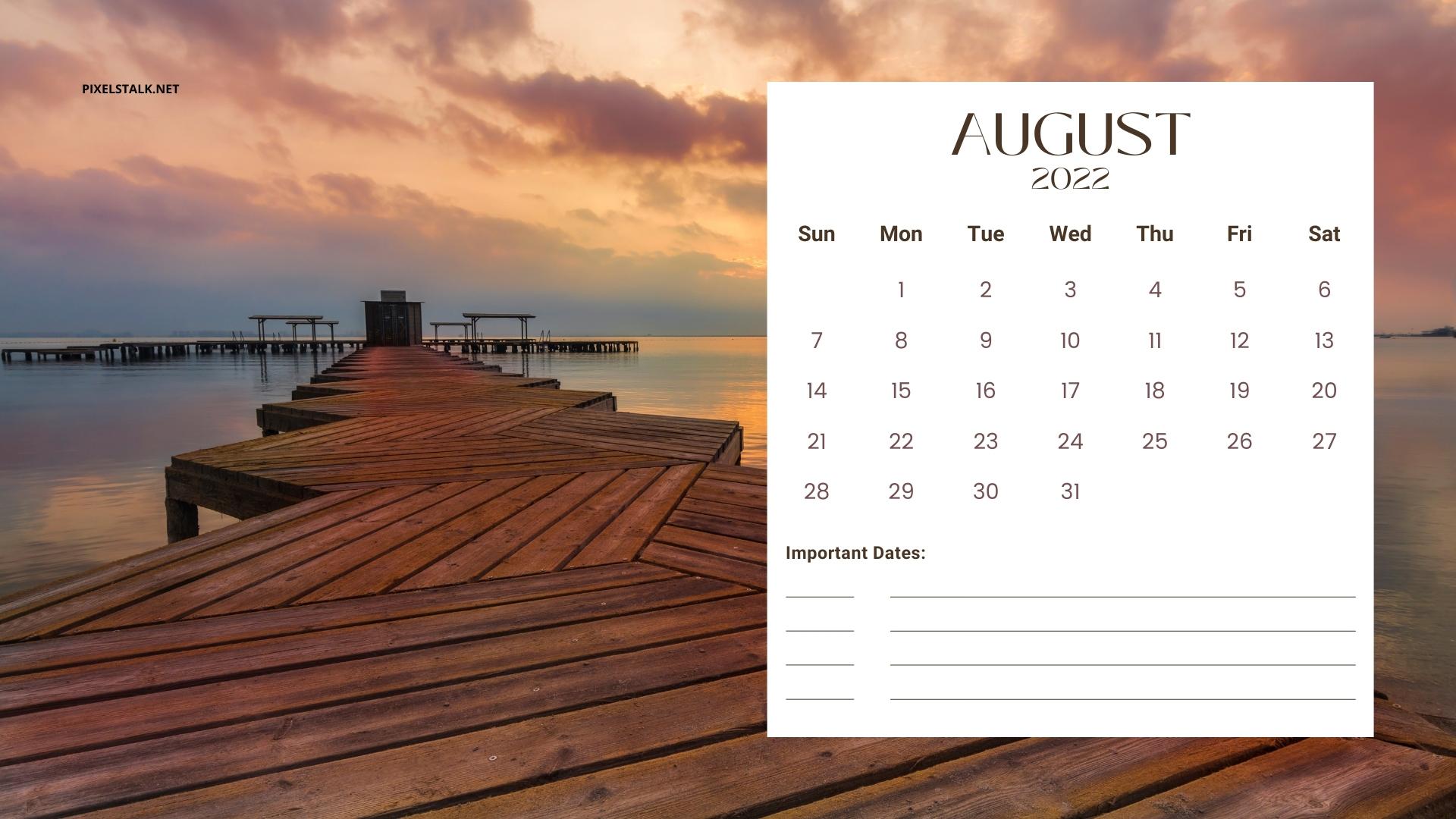 August 2022 Calendar Wallpapers HD For Desktop 