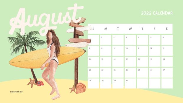 August 2022 Calendar Wide Screen Wallpaper.