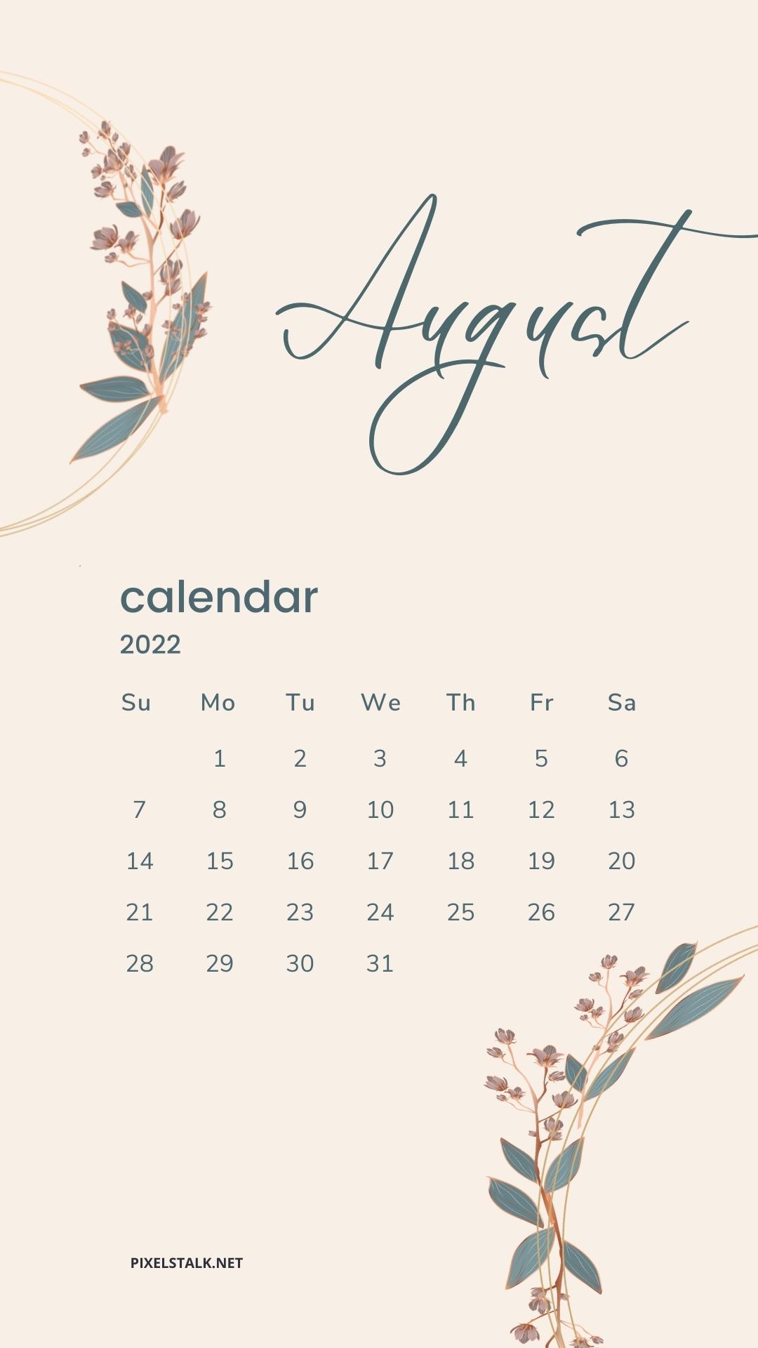 August 2022 Calendar iPhone Wallpapers HD 