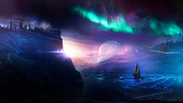 Awesome Aurora Borealis Background.