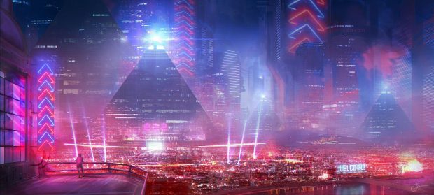 Awesome Neon City Wallpaper HD.