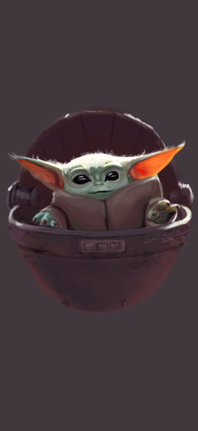 Baby Yoda Phone Desktop Image.