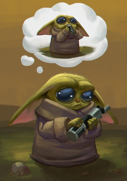 Baby Yoda Phone HD Wallpaper Free download.