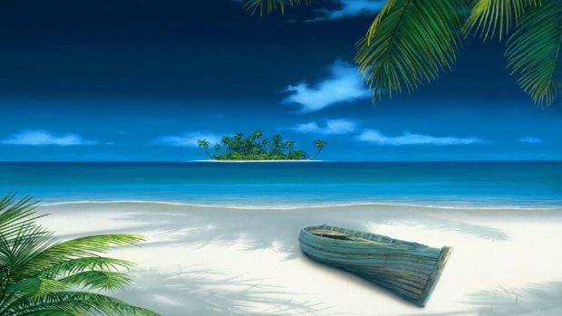 Beach 3D Desktop HD Wallpaper.