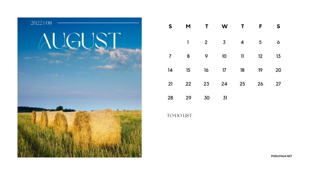 Beautiful August 2022 Calendar Background.