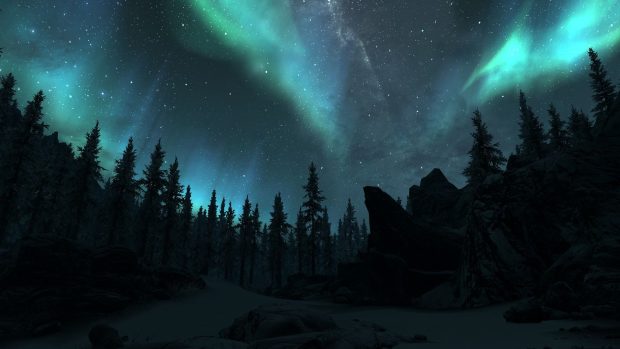 Beautiful Aurora Borealis Background.