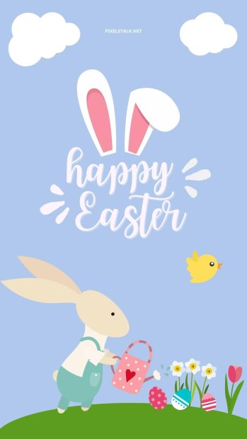 Beautiful Easter Background Funny Bunny.