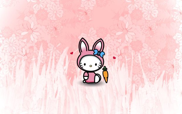 Beautiful Hello Kitty Easter Bunny Wallpaper HD.