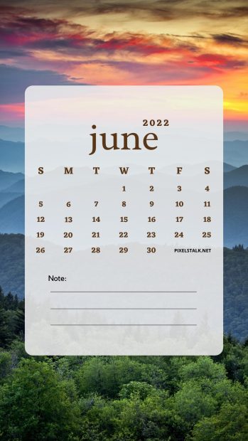 Beautiful June 2022 Calendar Wallpaper.