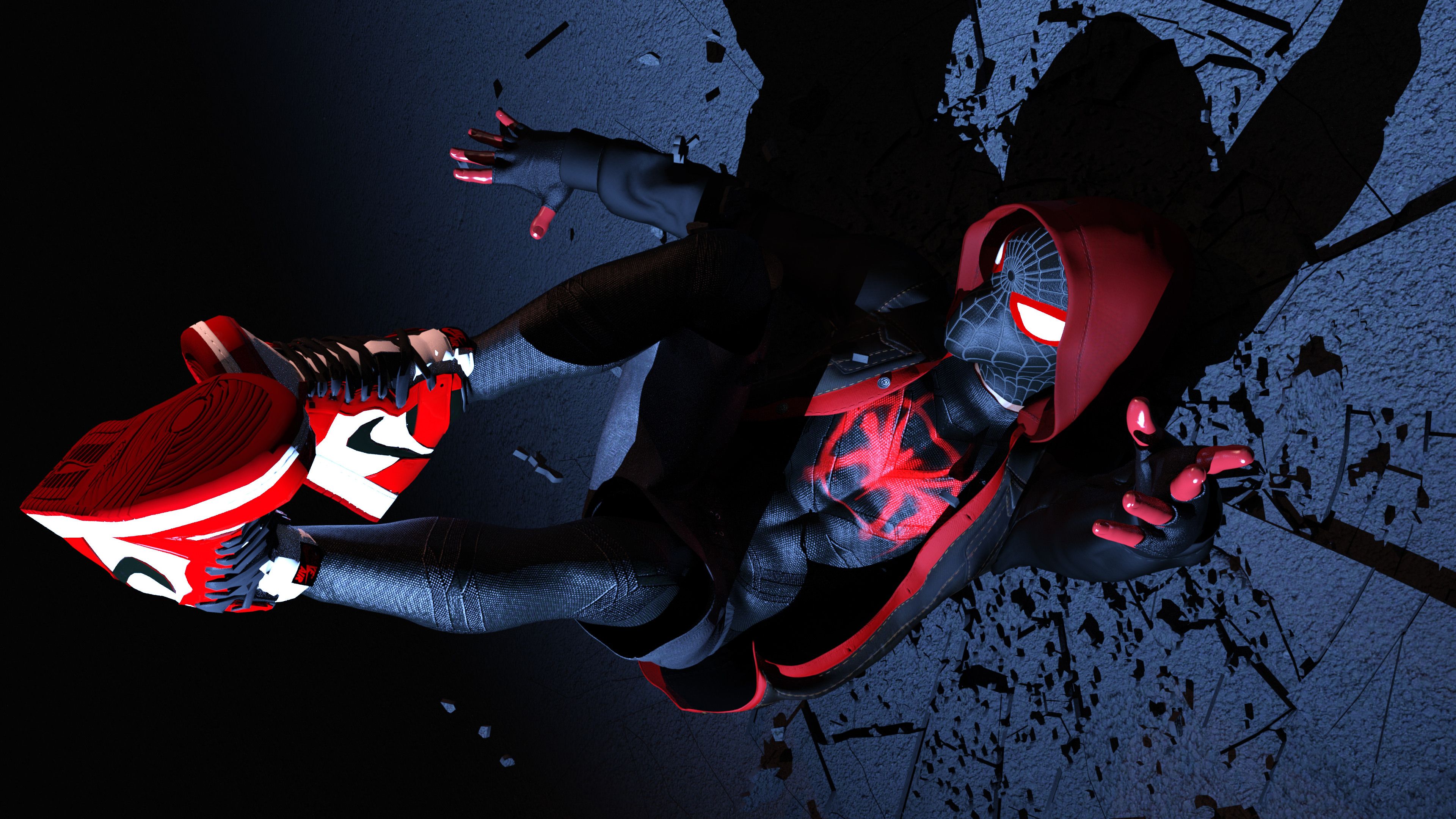 Wallpaper Miles Morales Depth Effect Marvels Spiderman Miles Morales  SpiderMan Into The SpiderVerse Miles Morales Spiderman Background   Download Free Image