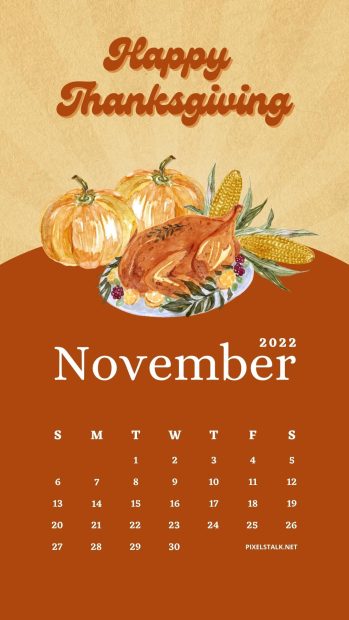 Beautiful November 2022 Calendar Phone Background.