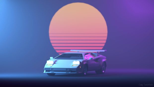 Beautiful Outrun Wallpaper HD.