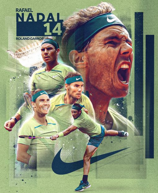 Beautiful Rafael Nadal Roland Garros 2022 Champions Wallpaper HD.