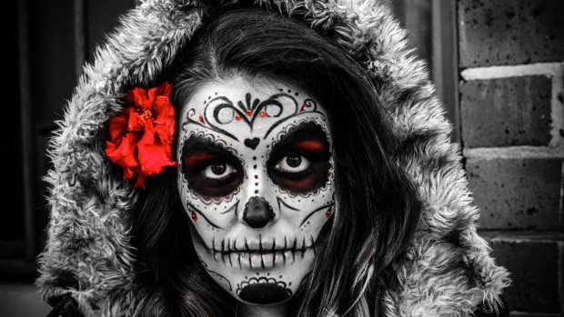 Beautiful Sugar Skull Background.