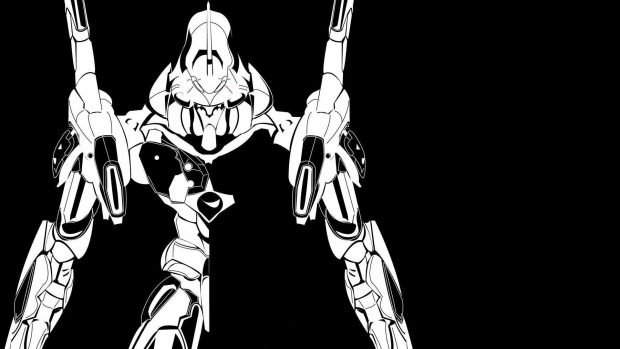 Black And White Neon Genesis Evangelion Wallpaper HD.