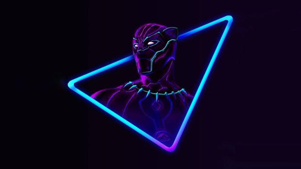 Black Panther Beautiful Neon Wallpaper.
