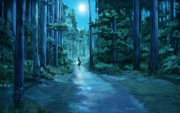 Blue Anime Forest Backgrounds HD.