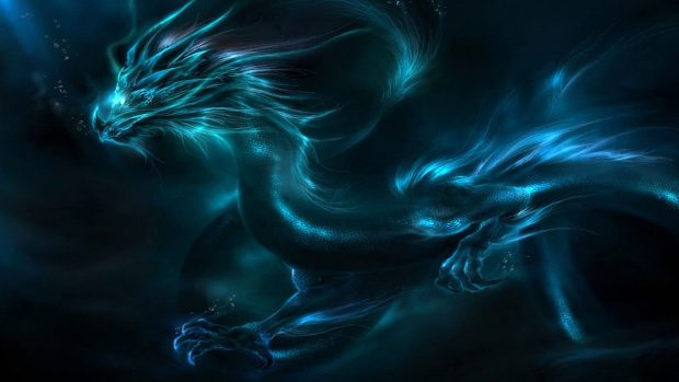 Blue Cool Backgrounds Dragon Art.