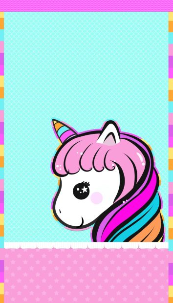 Blue Cute Unicorn Wallpaper.