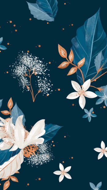 Blue Floral Wide Screen Background.