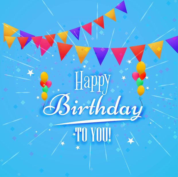 Blue Happy Birthday Wide Screen Background.